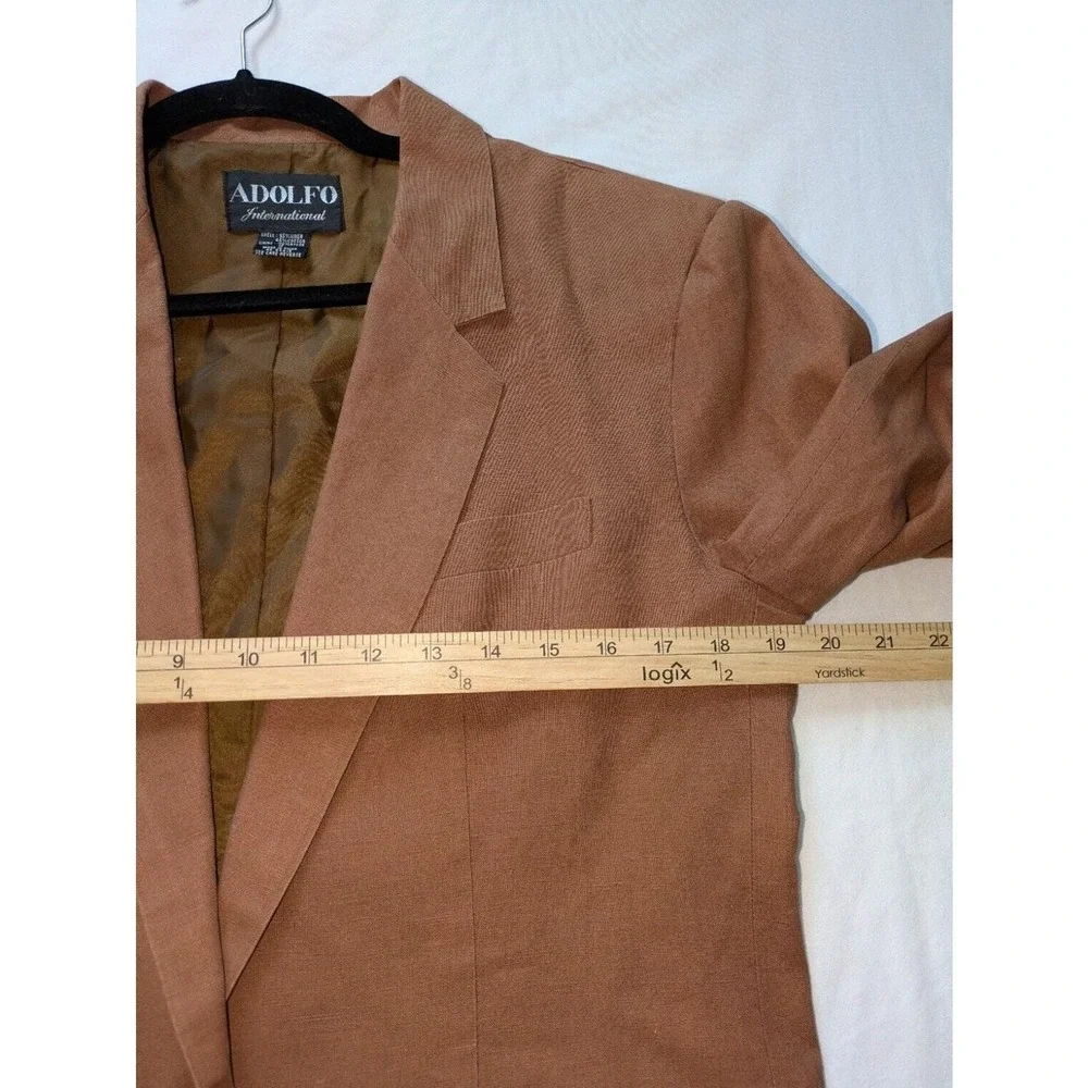 Adolfo International Blazer Womens 10 Brown Single Button Career Jacket - Picture 4 of 9